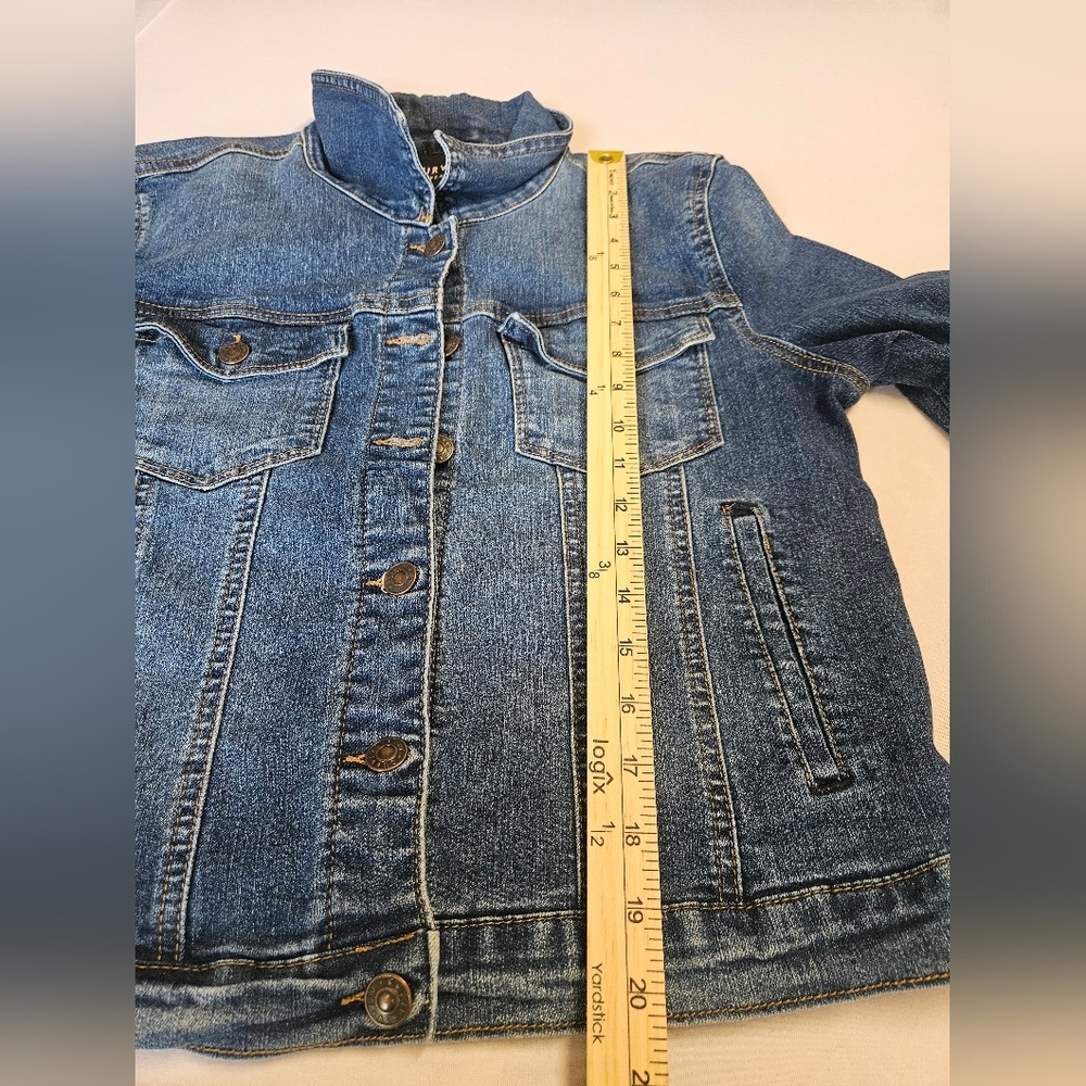 Curve Appeal- Women's L Jacket  Classic Blue Denim Jacket 81%Cotton Stretch - Picture 5 of 8